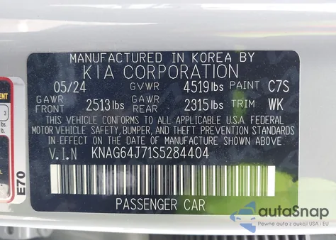 2025 Kia K5 Gt-Line z USA, uszkodzony, nr VIN KNAG64J71S5284404